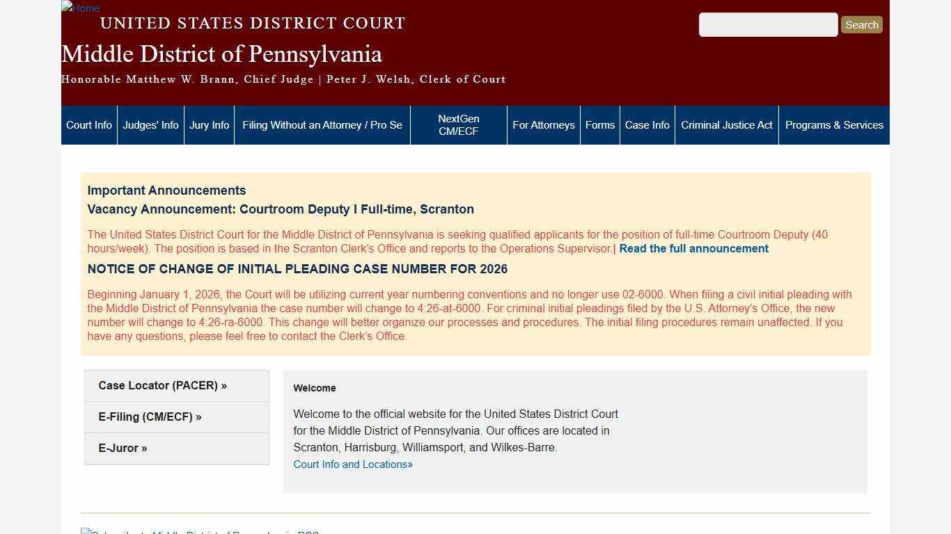 Middle District of Pennsylvania United States District Court